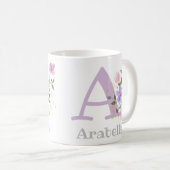 Mug Première initiale plus nom Arabella Floral (Devant droit)