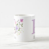 Mug Première initiale plus nom Elsie avec des fleurs (Centre)