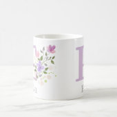 Mug Première initiale plus nom Eva avec des fleurs (Centre)