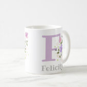 Mug Première initiale plus nom Felicity avec fleurs (Devant droit)