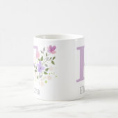 Mug Première initiale plus nom Flora avec des fleurs (Centre)