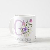 Mug Première initiale plus nom Gwendolyn avec des fleu (Devant gauche)