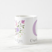 Mug Première initiale plus nom Gwendolyn avec des fleu (Centre)