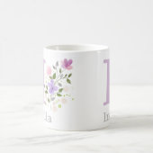 Mug Première initiale plus nom India avec des fleurs (Centre)