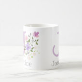 Mug Première initiale plus nom Jasmine avec des fleurs (Centre)