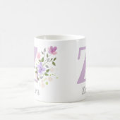 Mug Première initiale plus prénom avec des fleurs (Centre)