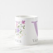 Mug Première initiale plus prénom avec des fleurs (Centre)