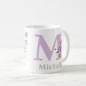 Mug Première initiale plus prénom avec des fleurs (Devant droit)