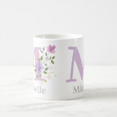 Mug Première initiale plus prénom avec des fleurs (Centre)