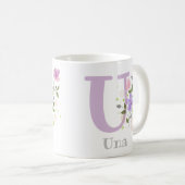 Mug Première initiale plus prénom avec des fleurs (Devant droit)