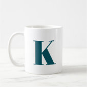 Mug Première lettre | Teal Monogram Modern Stylish Coo (Gauche)