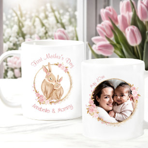 Mug Première Mère de Fête lapin bébé fille Photo Nom r