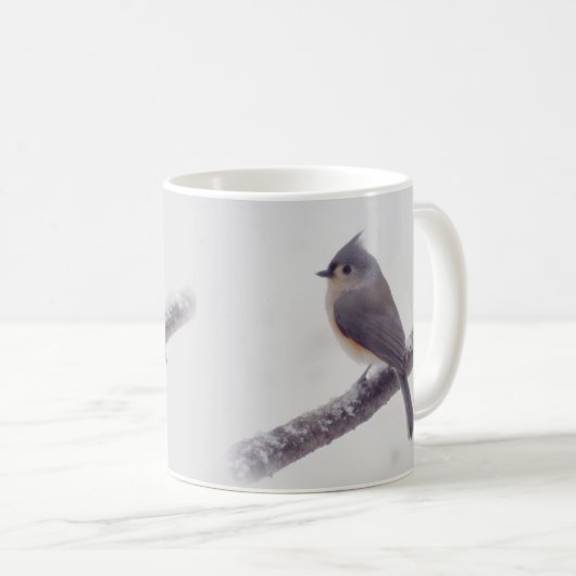 Mug Première neige - oiseaux de mésange tuftée (Devant droit)