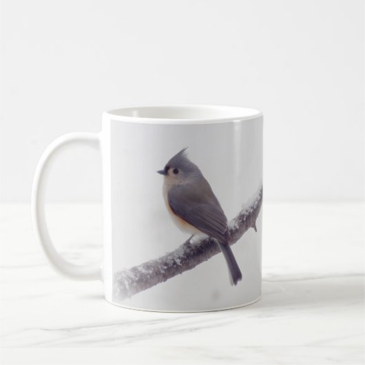 Mug Première neige - oiseaux de mésange tuftée (Gauche)