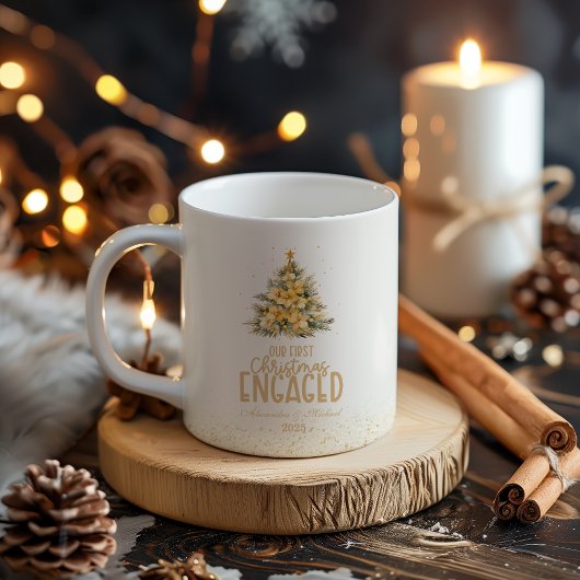 Mug Première photo en or de Noël engagé