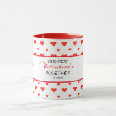 Mug Première Saint-Valentin Ensemble Coeurs rouges Mon (Centre)