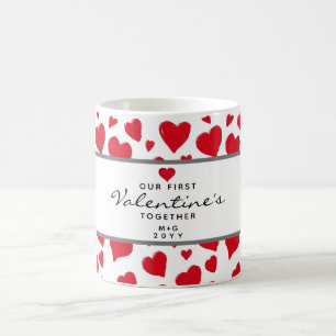Mug Première Saint Valentin Ensemble Coeurs rouges Mon