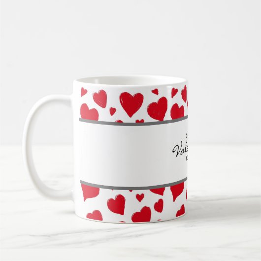Mug Première Saint Valentin Ensemble Coeurs rouges Mon (Gauche)
