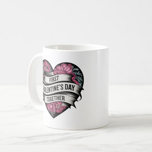 Mug Première Saint-Valentin Ensemble Conception en for (Devant gauche)