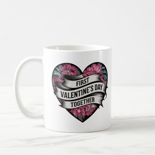 Mug Première Saint-Valentin Ensemble Conception en for (Gauche)