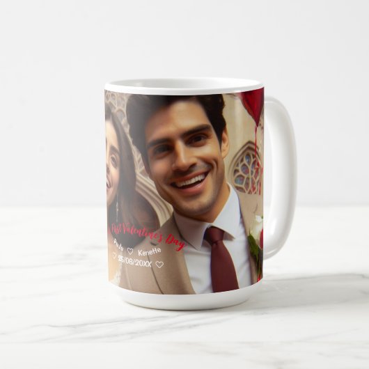 Mug Première Saint Valentin | Photo (Devant droit)