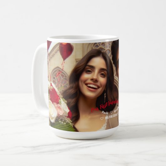 Mug Première Saint Valentin | Photo (Devant gauche)
