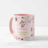 Mug Première Sainte Communion PHOTO Cadeau Grilles Fle (Devant gauche)