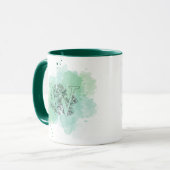 Mug Première W aquarelle Monogramme vert Botanique (Devant gauche)