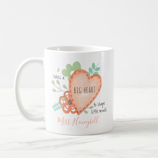 Mug Prend un gros coeur Citer Doodle Orange Personnali (Gauche)
