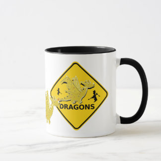 Mug Prenez garde du signe de dragons de bande dessinée