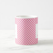 Mug Prépa Rose Gingham Carreaux Monogramme Nom (Centre)