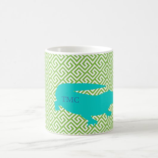 Mug Preppy Alligator Grecque clé collégiale INITIALES (Centre)