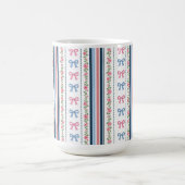 Mug Preppy Blue Pink Bows Florals Striped Coquette (Centre)