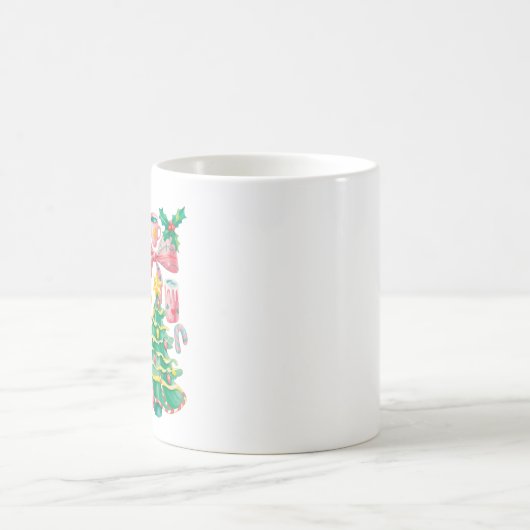 Mug Preppy Christmas Tree Bow Pink Blue Coquette (Centre)