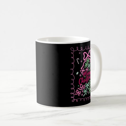 Mug Preppy Nk Coquette Bow Christmas Tree Girly Xmas H (Devant droit)