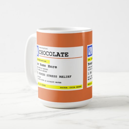 Mug Prescription personnalisée Chocolat chaud ou (Devant gauche)