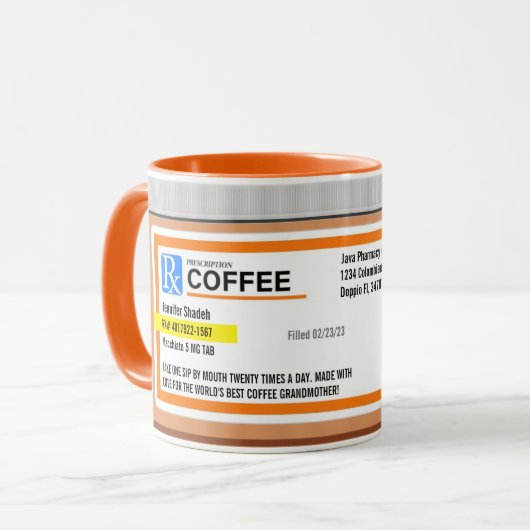 Mug Prescription personnalisée de la meilleure grand-m (Devant gauche)