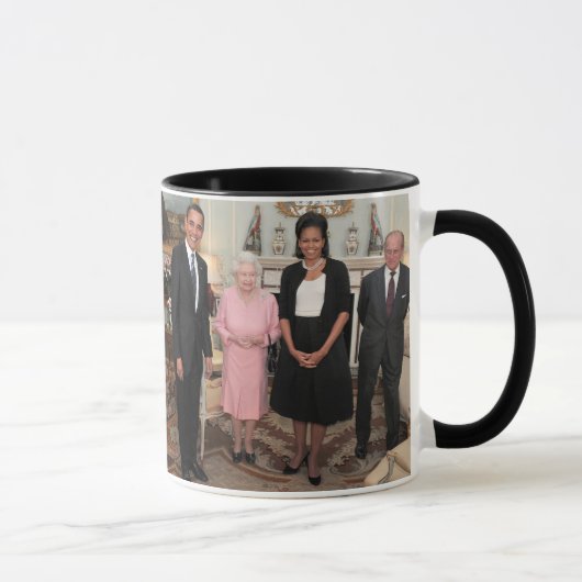 MUG PRÉSIDENT OBAMA ET MICHELLE AVEC LA REINE (Droite)