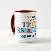 Mug Président Trump 45 47 Dieu bénisse l'Amérique (Devant gauche)