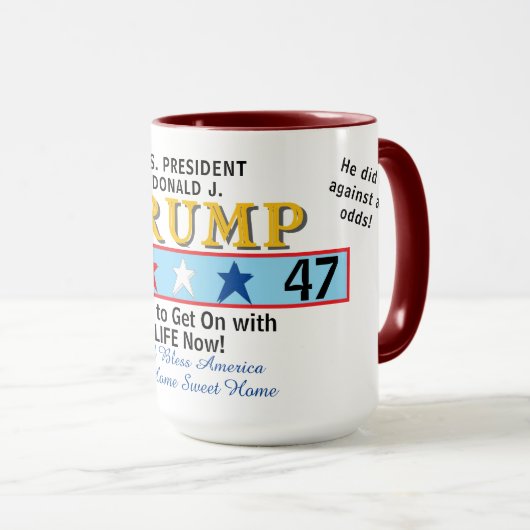 Mug Président Trump 45 47 Étoiles géométriques (Devant droit)
