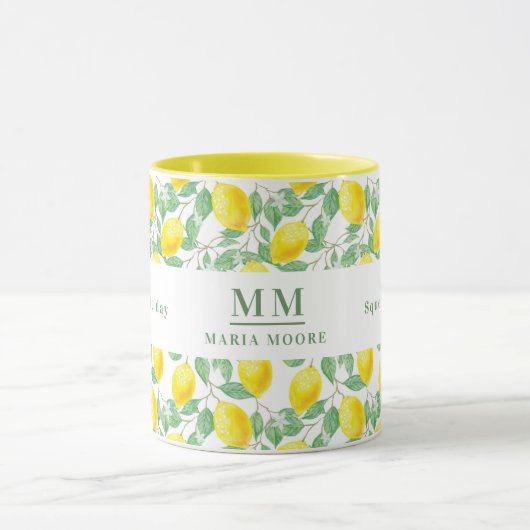 Mug Presser le jour citrons monogrammé (Centre)