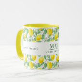 Mug Presser le jour citrons monogrammé (Devant gauche)