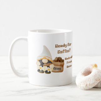 Mug Prêt pour le café avec un Gnome et sac de haricots