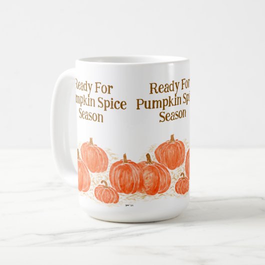 Mug Prêt pour le Citrouille d'aquarelle de saison des  (Devant gauche)