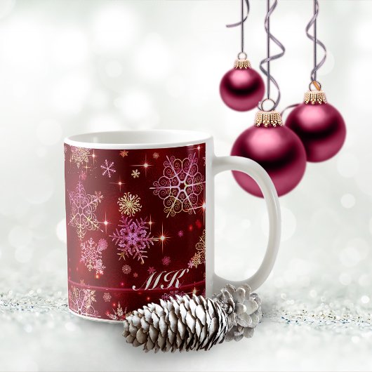 Mug Prettiest Snowflakes Motif Red ID846