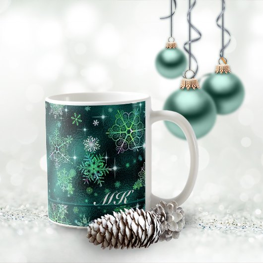 Mug Prettist Snowflakes Motif Green ID846