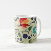 Mug Pretty Abstract Flower Pattern on Sage Green (Devant droit)