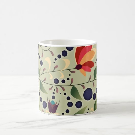 Mug Pretty Abstract Flower Pattern on Sage Green (Centre)