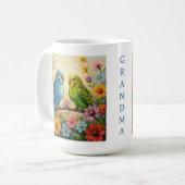 Mug Pretty  Blue and Green Parakeets Personalized (Devant gauche)