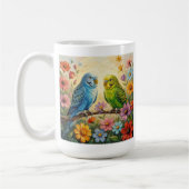 Mug Pretty  Blue and Green Parakeets Personalized (Gauche)